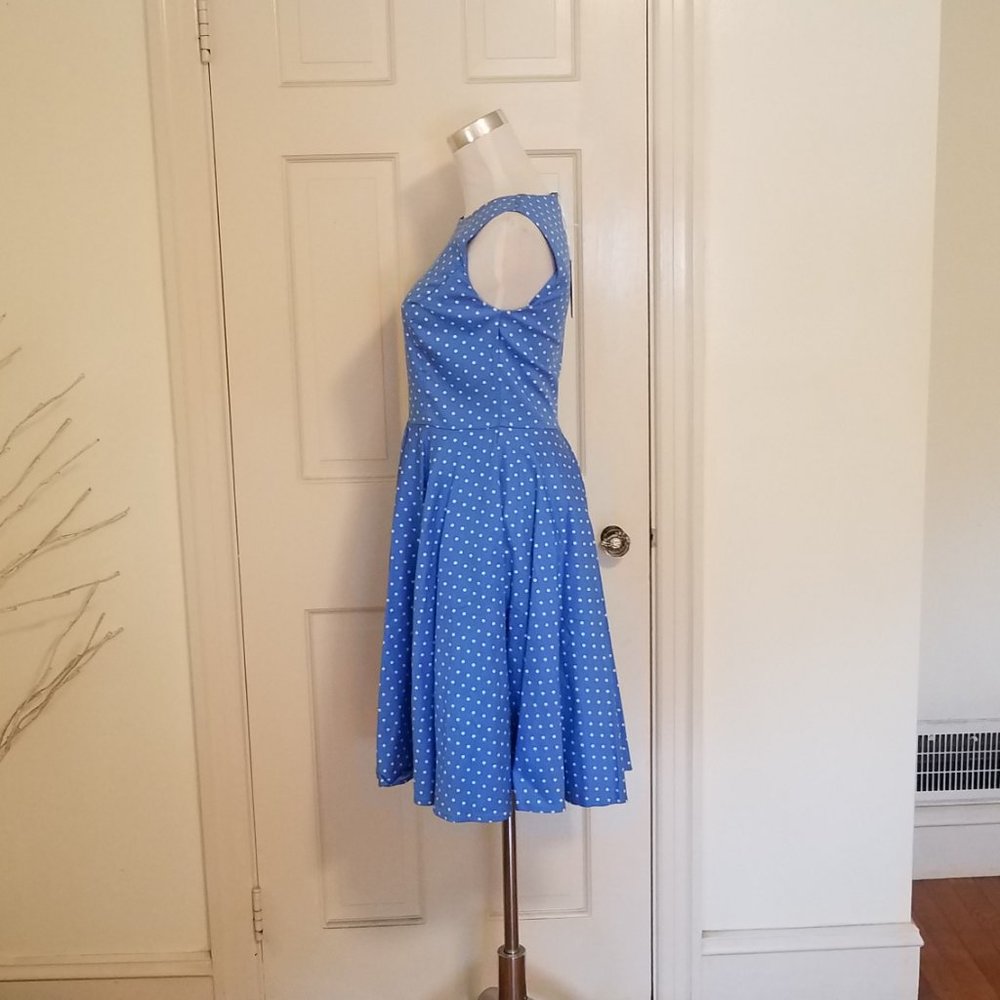 NWT Grace Karin Poka Dot Blue White 95% Cotton  Sleeveless Dress sz S READ - Picture 3 of 10